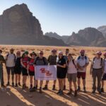 The team of trekkers in the Wadi Rum region of Jordan