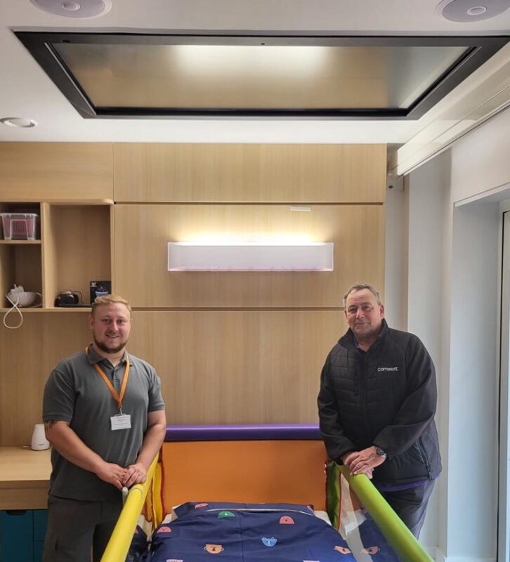 Ceiling screens helping children at West Midlands hospice