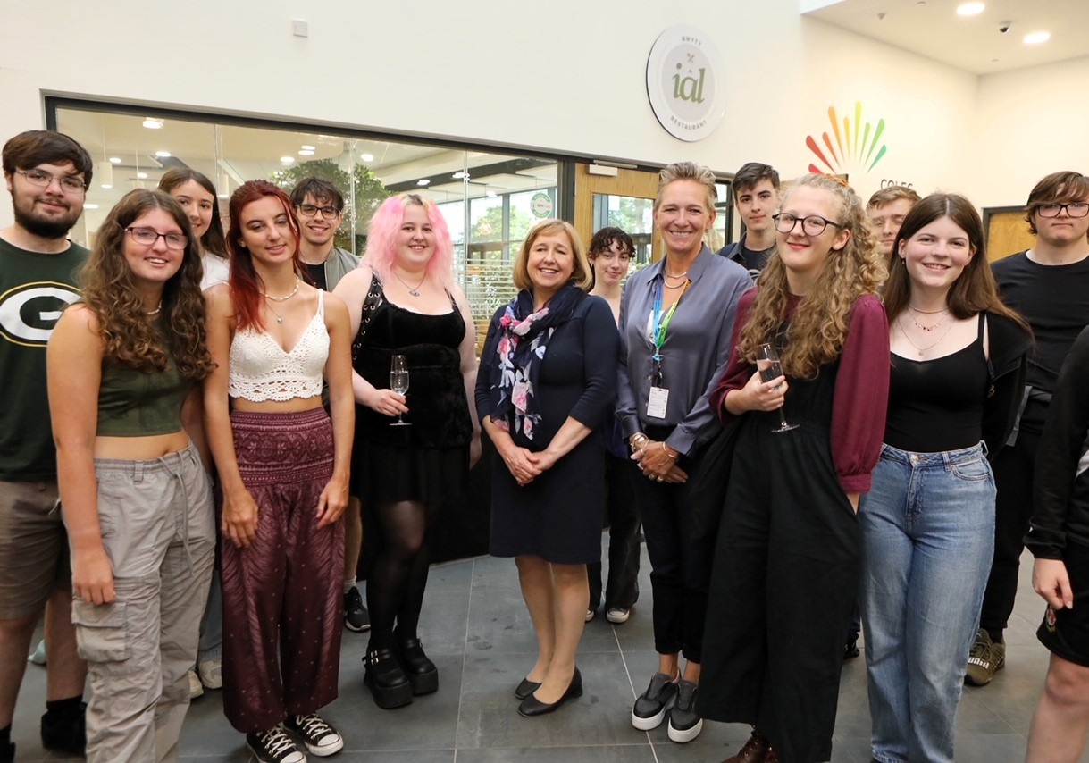 Education secretary celebrates with North Wales students following £14m health build tour