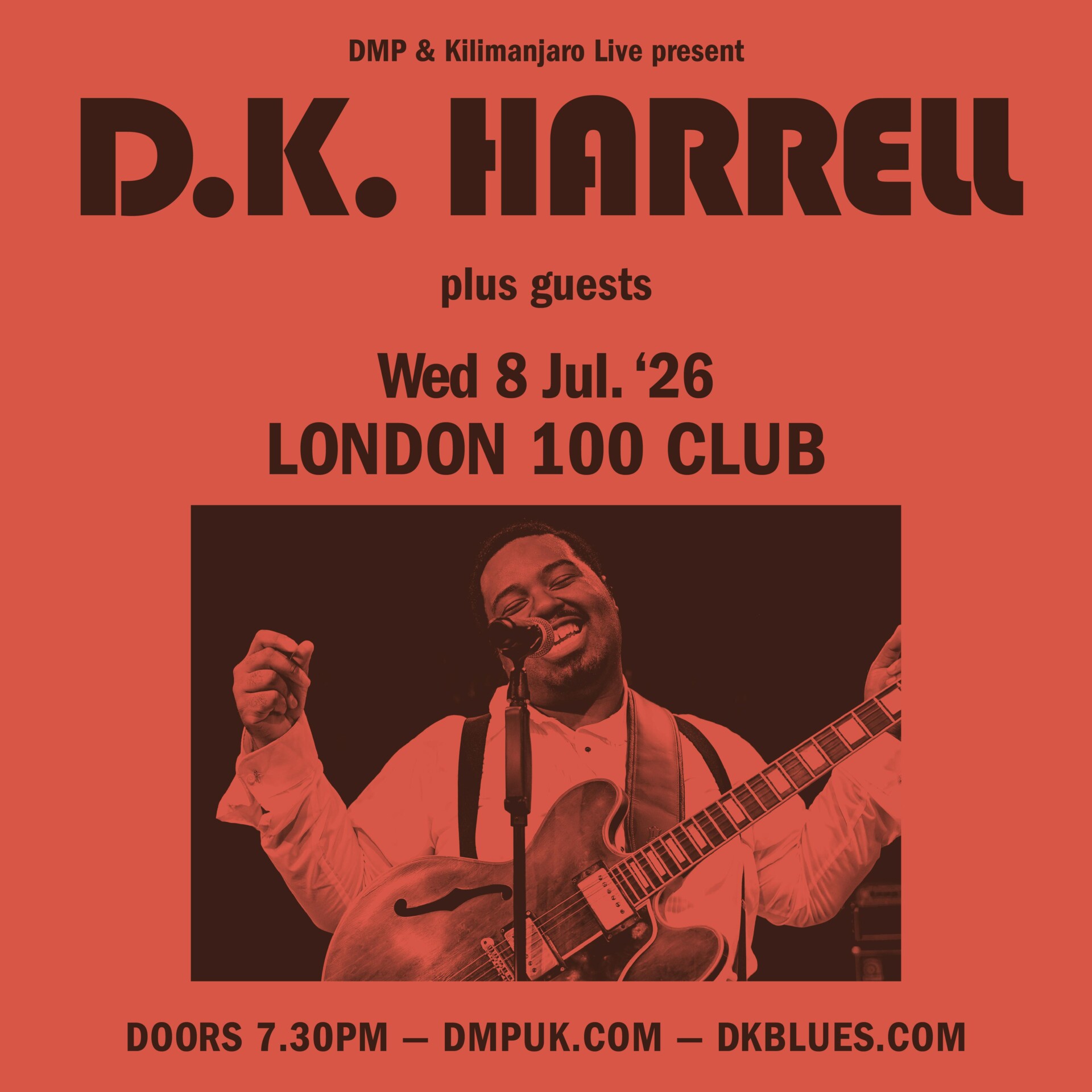 Award winning blues artist, guitarist and songwriter D.K. Harrell London Gig announced