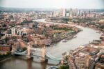 Aerial view of Tower Bridge and the River Thames in London